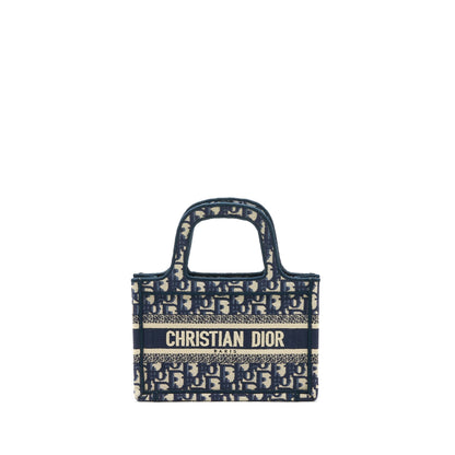 Dior Mini Book Tote Blue Oblique Embroidery Rovelle Bags