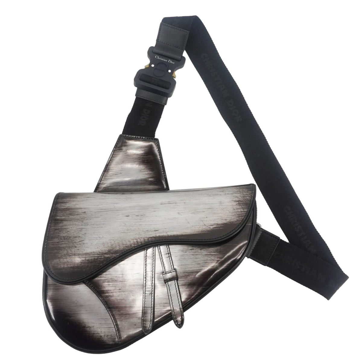 Christian Dior Saddle Leather Crossbody Bag Silver Rovelle Bags