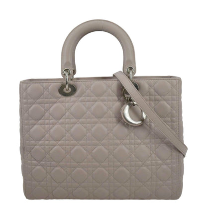 CHRISTIAN DIOR Lady Dior Large Quilted Leather Shoulder Bag Pink Rovelle Bags