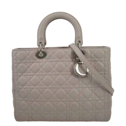 CHRISTIAN DIOR Lady Dior Large Quilted Leather Shoulder Bag Pink Rovelle Bags