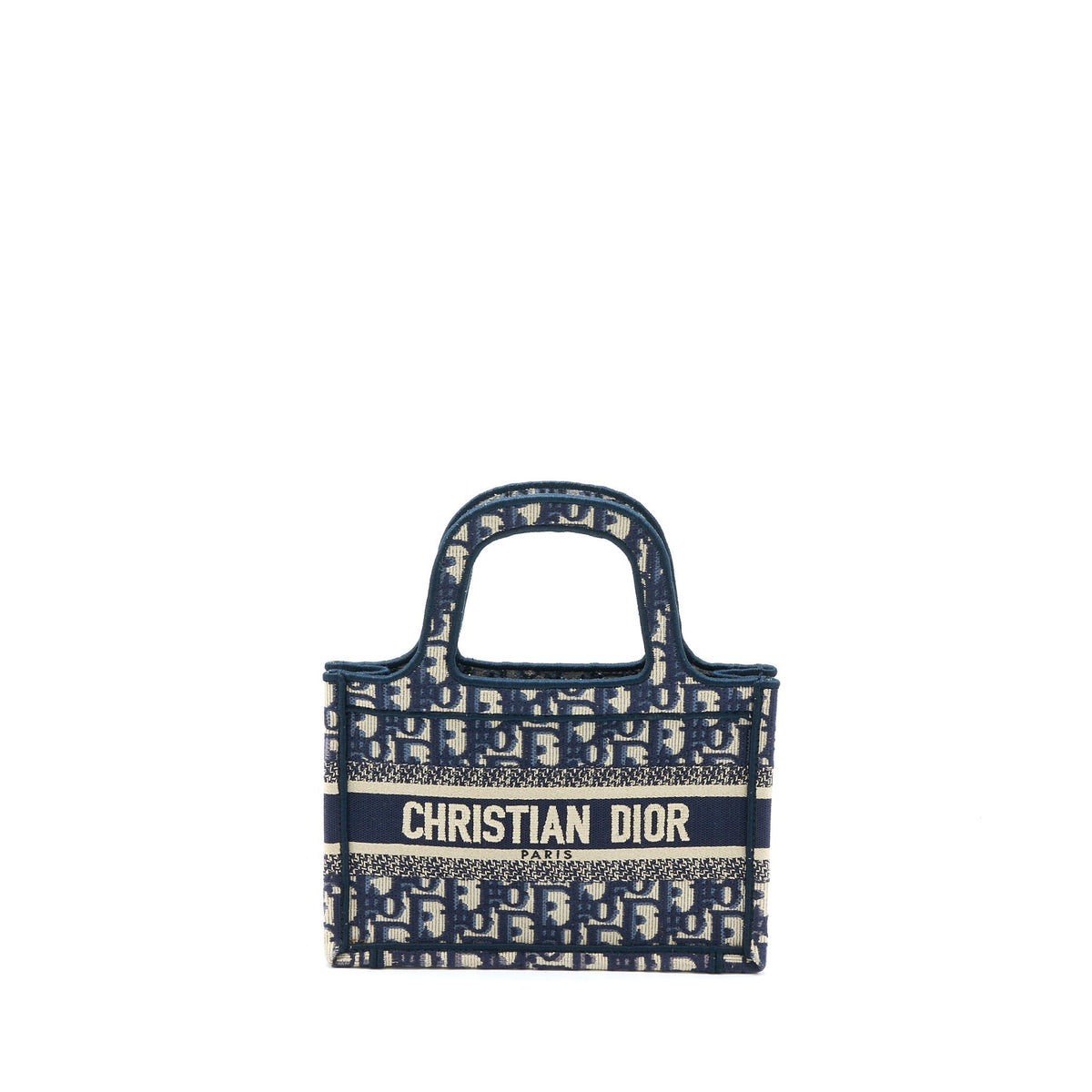 Dior Mini Book Tote Blue Oblique Embroidery Rovelle Bags