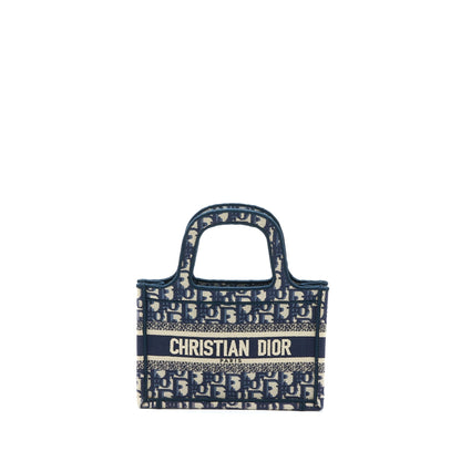 Dior Mini Book Tote Blue Oblique Embroidery Rovelle Bags