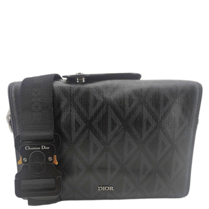CHRISTIAN DIOR Lingot 22 CD Diamond Canvas Messenger Bag Black Rovelle Bags