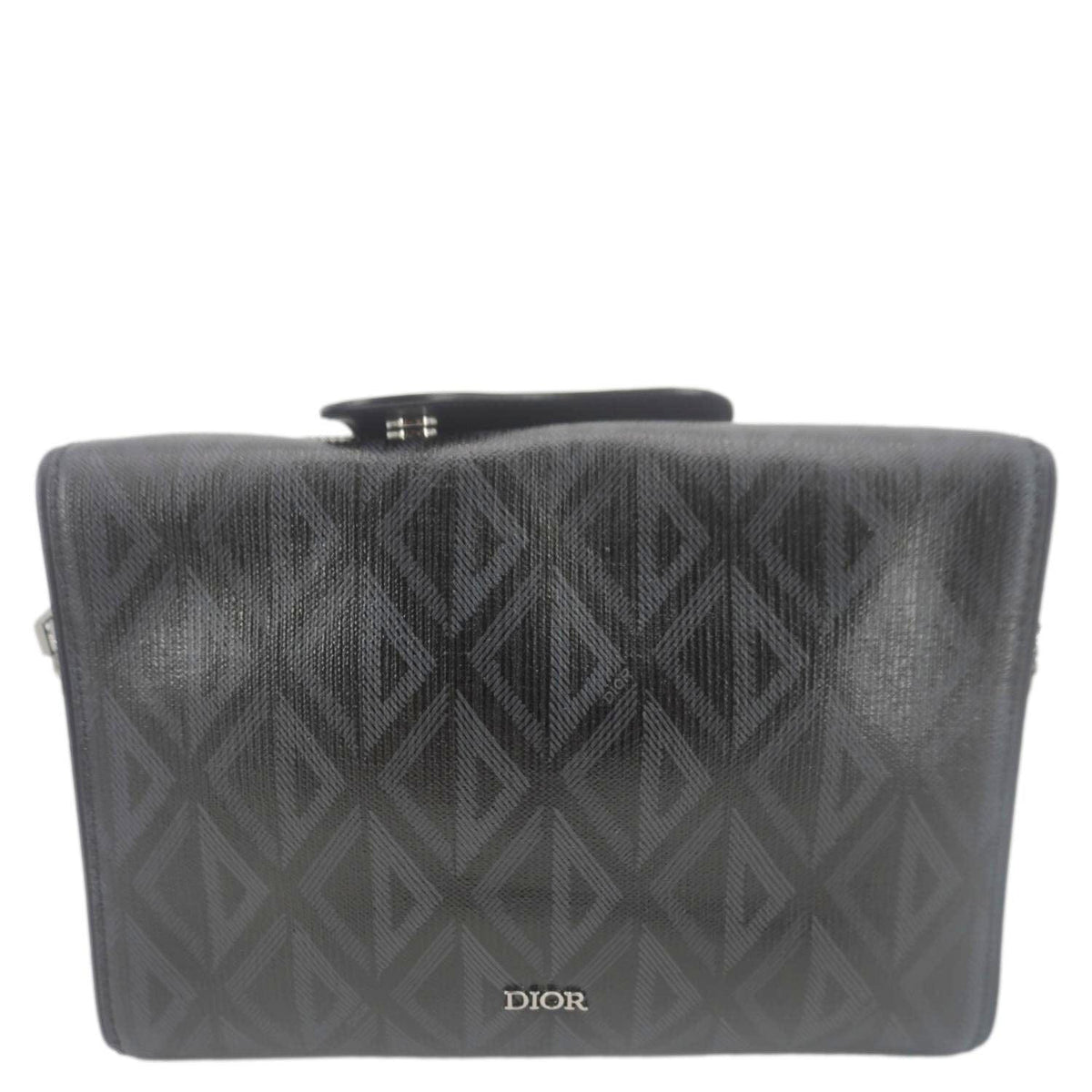 CHRISTIAN DIOR Lingot 22 CD Diamond Canvas Messenger Bag Black Rovelle Bags