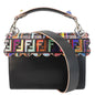 FENDI Fun Fair Kan I Vitello Liberty Leather Shoulder Bag Black Rovelle Bags
