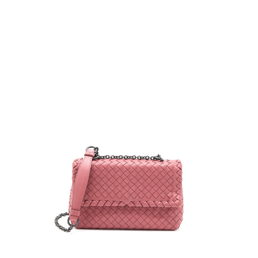 Bottega Veneta Olympia Chain Purse Nappa Dark Pink with Black Hardware