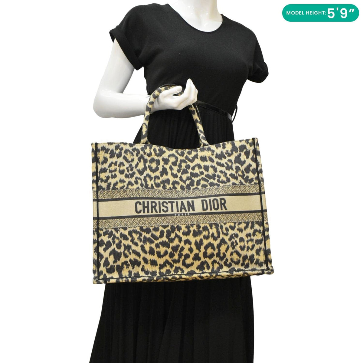 CHRISTIAN DIOR Leopard Medium Book Mizza Embroidered Tote Bag Beige Rovelle Bags