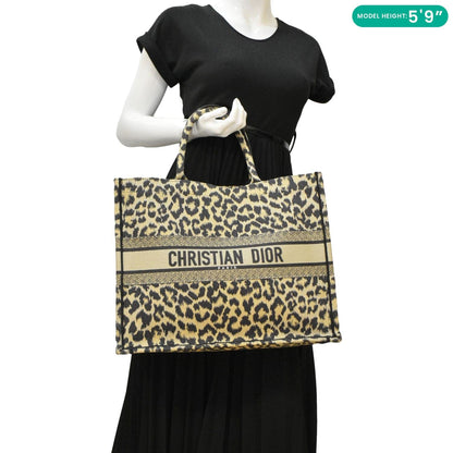 CHRISTIAN DIOR Leopard Medium Book Mizza Embroidered Tote Bag Beige Rovelle Bags