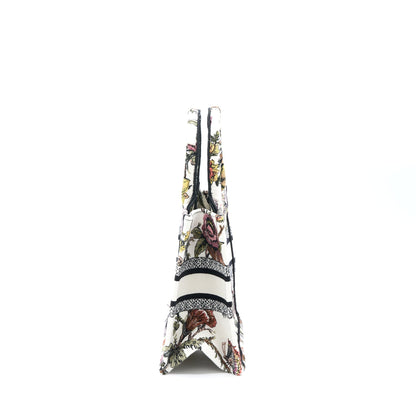 Dior Small Book Tote Dior Petites Fleurs Embroidery Canvas White Multicolour Rovelle Bags