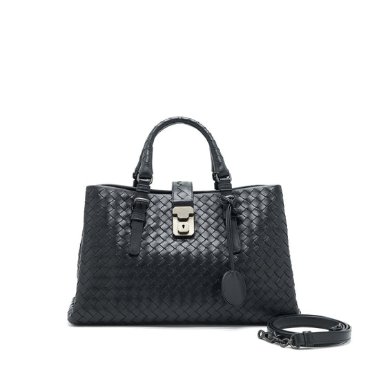 Bottega Veneta Intrecciato Roma Purse Black