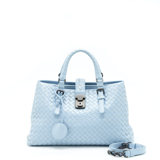 Bottega Veneta Roma Tote Purse Lambskin Light Blue
