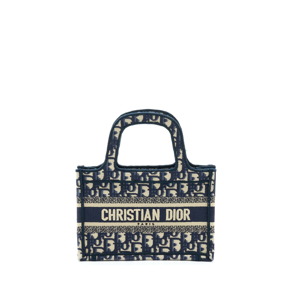 Dior Mini Book Tote Blue Oblique Embriodery Rovelle Bags