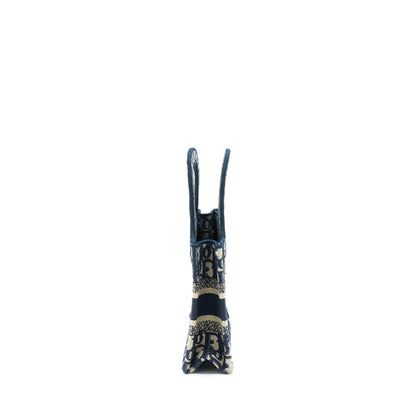Dior Mini Book Tote Blue Oblique Embriodery Rovelle Bags