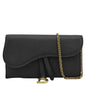 CHRISTIAN DIOR Long Saddle Leather Crossbody Chain Wallet Black Rovelle Bags