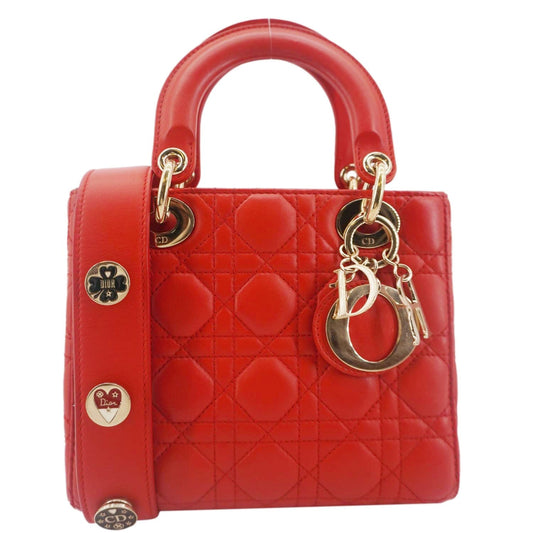 CHRISTIAN DIOR Lady Dior Cannage Lambskin Leather Crossbody Bag Red Rovelle Bags