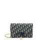 Dior Saddle Pouch With Chain Blue Dior Oblique Jacquard Rovelle Bags