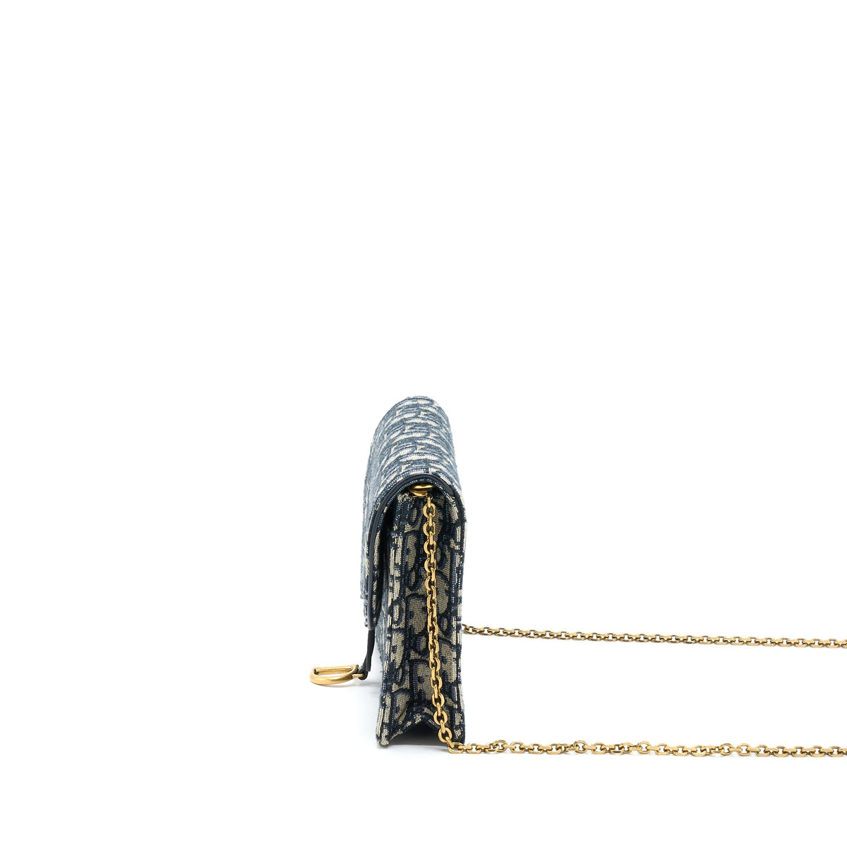 Dior Saddle Pouch With Chain Blue Dior Oblique Jacquard Rovelle Bags