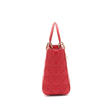 Dior Medium Lady Dior Tote Purse Red Rovelle Bags