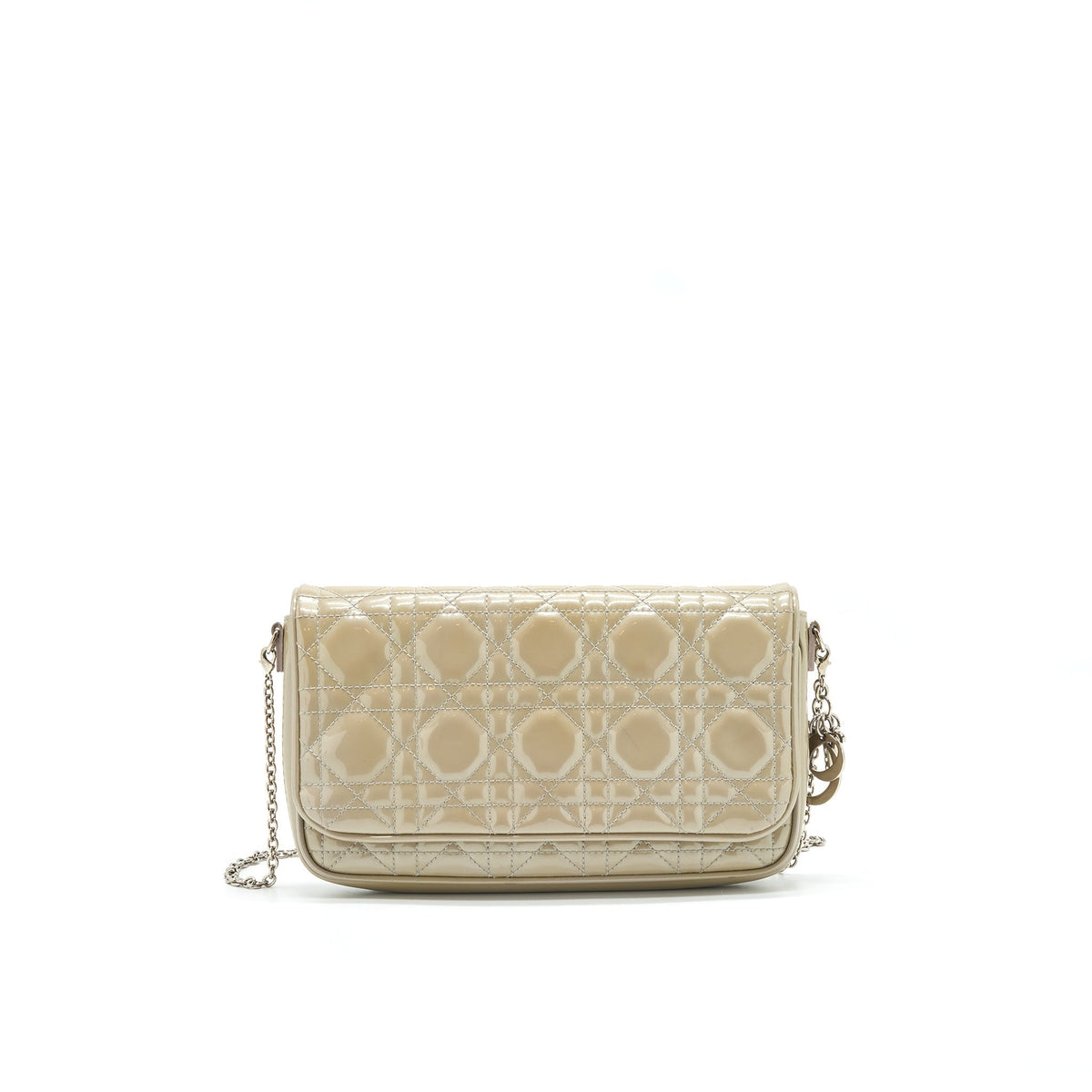Dior Patent leather Wallet on Chain Light Grey Rovelle Bags