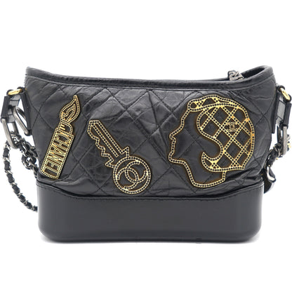 Chanel Black Aged Calfskin Quilted Charms Small Gabrielle Bag Rovelle Bags