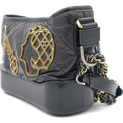Chanel Black Aged Calfskin Quilted Charms Small Gabrielle Bag Rovelle Bags