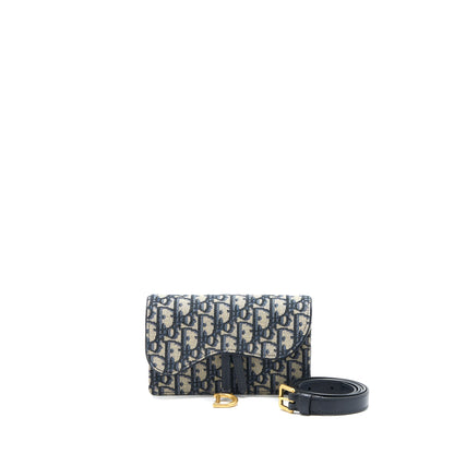 Dior Saddle Belt Pouch Blue Oblique Jacquard Brushed Rovelle Bags