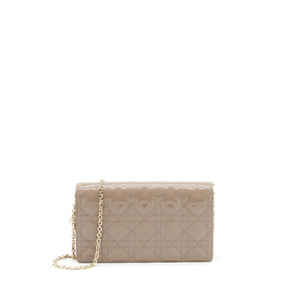 Dior Lady Dior Pouch Patent Calfskin Warm Taupe Rovelle Bags