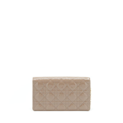 Dior Lady Dior Pouch Patent Calfskin Warm Taupe Rovelle Bags