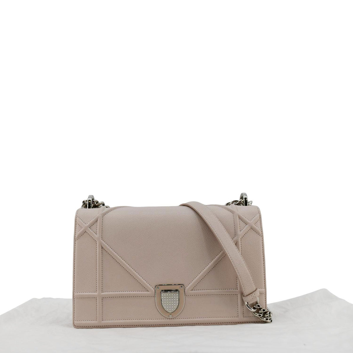 CHRISTIAN DIOR Diaroma Flap Grained Calfskin Leather Crossbody Bag Light Pink Rovelle Bags