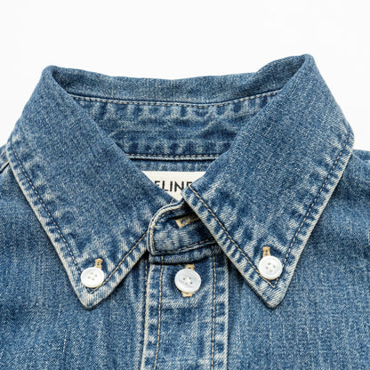 Celine Size Cropped Shirt Cotton in Union Ocean Wash Denim Blue