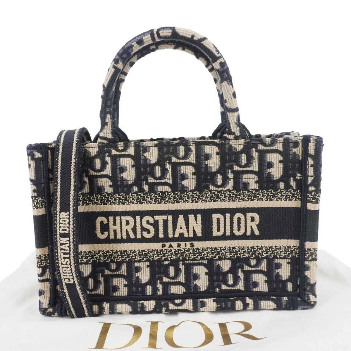 CHRISTIAN DIOR Book Mini Oblique Embroidery Canvas Shoulder Bag Blue Rovelle Bags