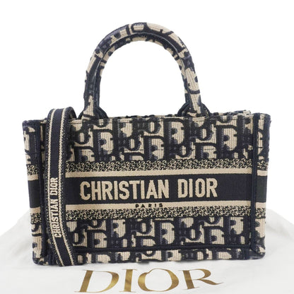 CHRISTIAN DIOR Book Mini Oblique Embroidery Canvas Shoulder Bag Blue Rovelle Bags