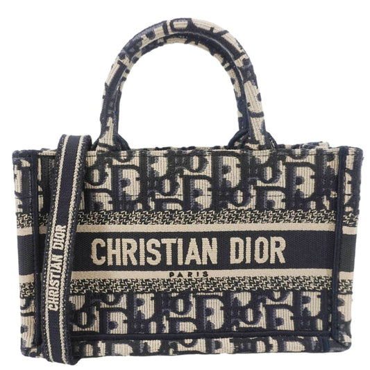 CHRISTIAN DIOR Book Mini Oblique Embroidery Canvas Shoulder Bag Blue Rovelle Bags