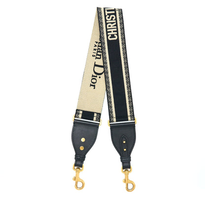 Dior Canvas Embroidered Shoulder Strap Black/White Rovelle Bags