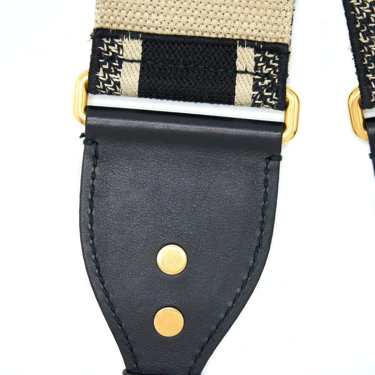 Dior Canvas Embroidered Shoulder Strap Black/White Rovelle Bags