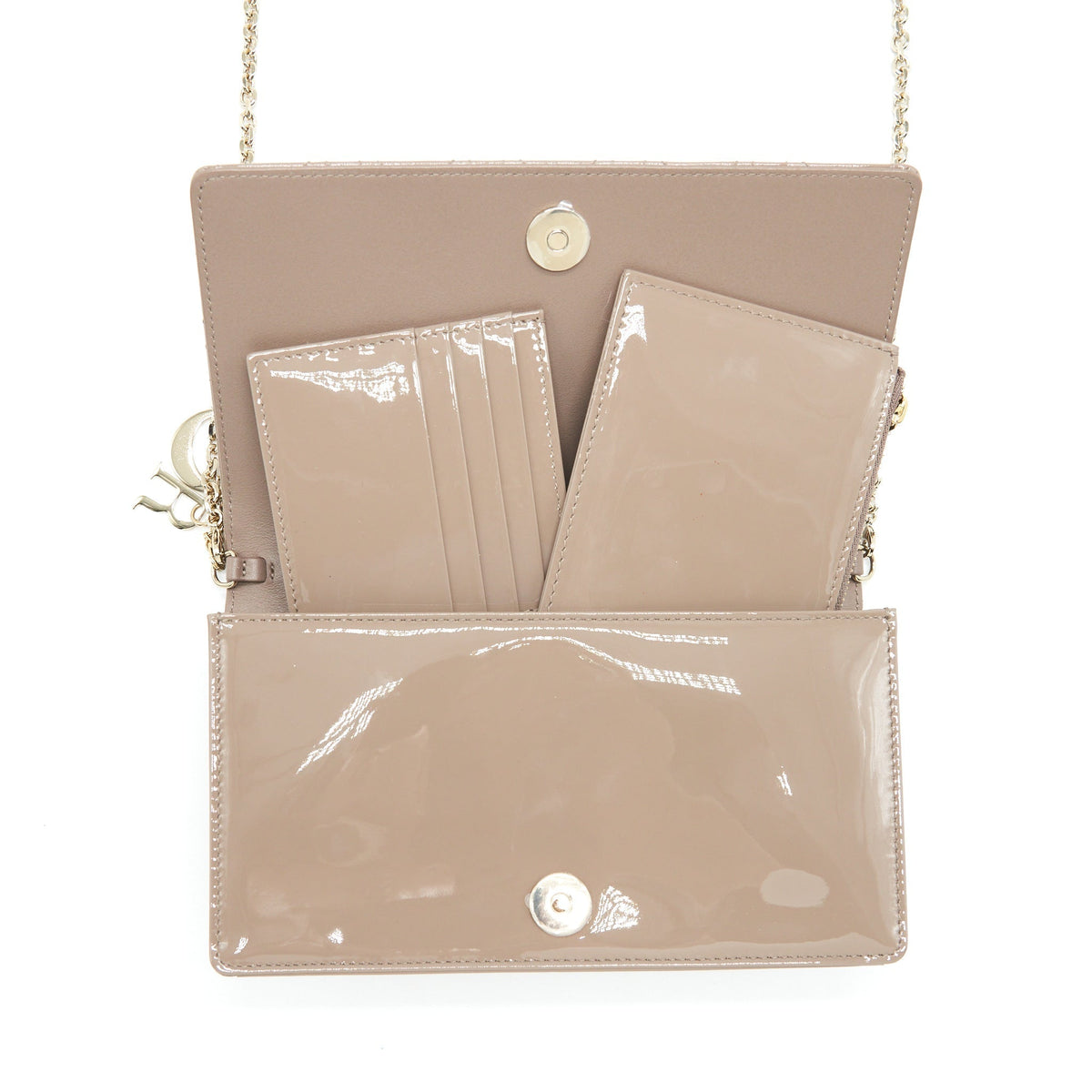 Dior Lady Dior Pouch Patent Calfskin Warm Taupe Rovelle Bags