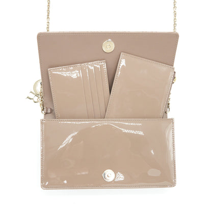 Dior Lady Dior Pouch Patent Calfskin Warm Taupe Rovelle Bags