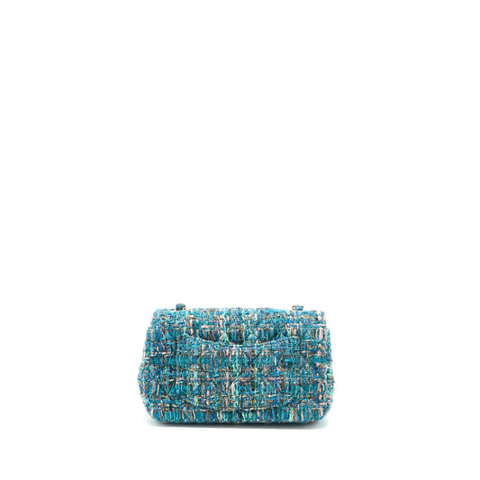 Chanel Mini Rectangular Flap Bag Tweed Multicolor Green L Rovelle Bags