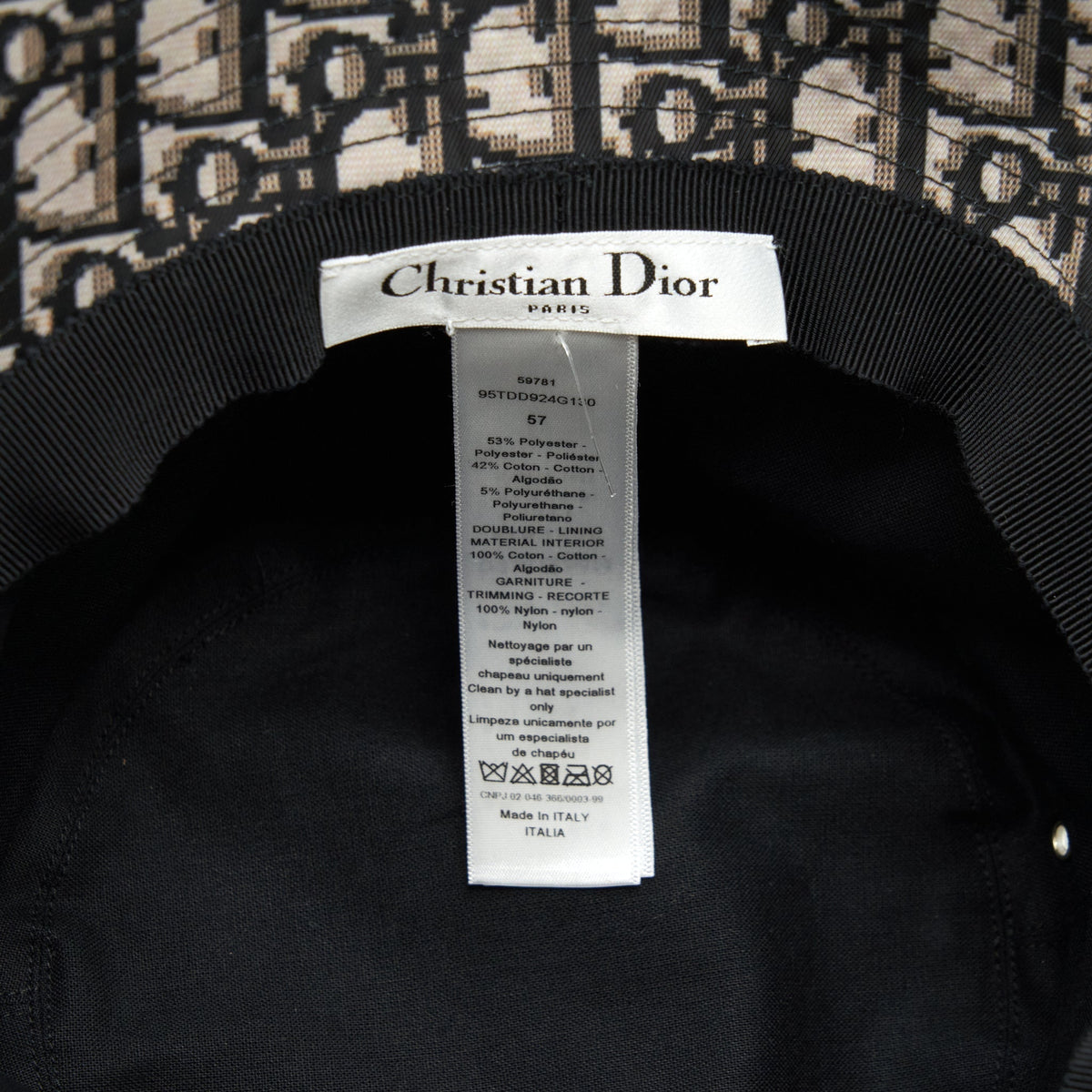 Dior Size 57 Teddy-D Brim Bucket Hat With Veil Rovelle Bags