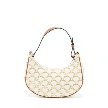 Celine Ava Purse Triomphe Canvas And Leather White