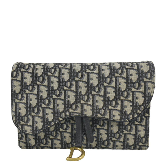 CHRISTIAN DIOR Saddle Oblique Jacquard Pouch Crossbody Bag Navy Blue Rovelle Bags