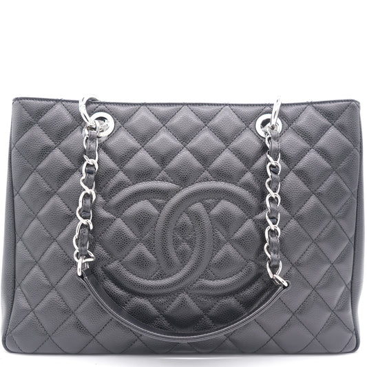 Chanel Quilted Caviar Leather Black Tote Style Rovelle Bags