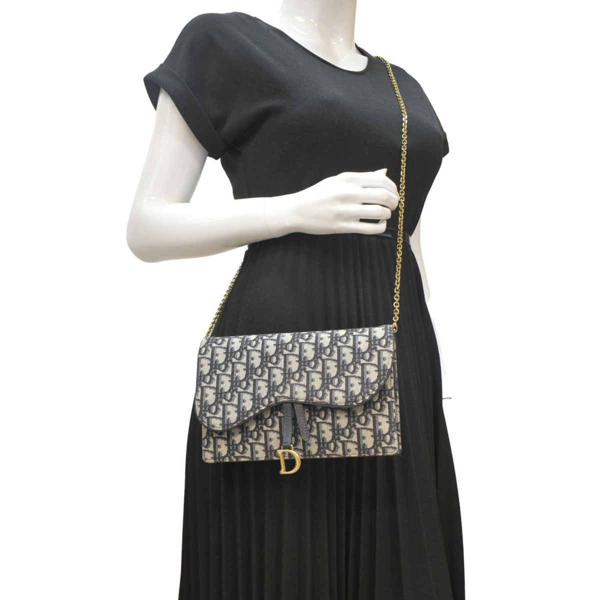 CHRISTIAN DIOR Saddle Oblique Jacquard Pouch Crossbody Bag Navy Blue Rovelle Bags