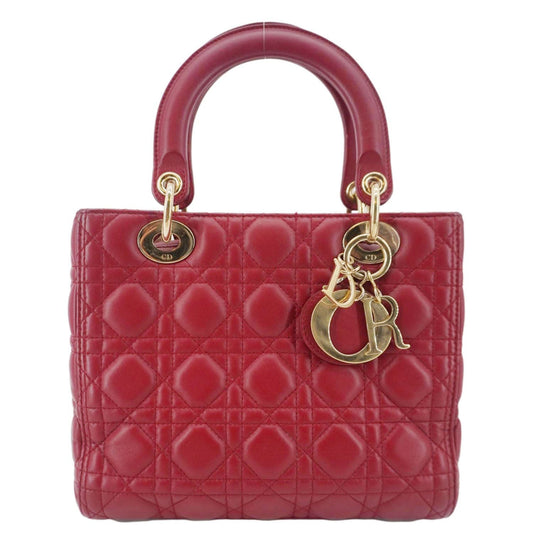 CHRISTIAN DIOR Lady Dior Medium Cannage Leather Crossbody Bag Red Rovelle Bags