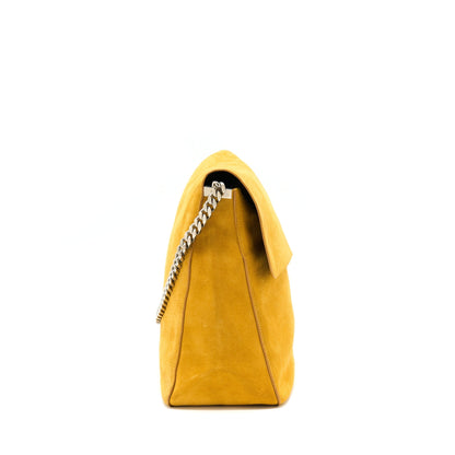 Celine Flap Mini Purse Suede Mustard Yellow