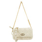 Christian Dior Caro Supple Cannage Calfskin Leather Chain Shoulder Bag Ivory Rovelle Bags