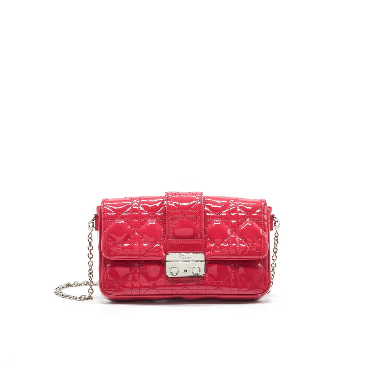 Christian Dior New Lock Pouch Purse Cannage Patent Leather Rovelle Bags
