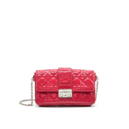 Christian Dior New Lock Pouch Purse Cannage Patent Leather Rovelle Bags