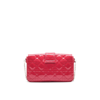 Christian Dior New Lock Pouch Purse Cannage Patent Leather Rovelle Bags