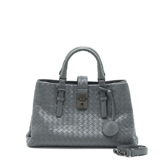 Bottega Veneta Roma Tote Purse Dark Grey Ruthenium Sliver Hardware